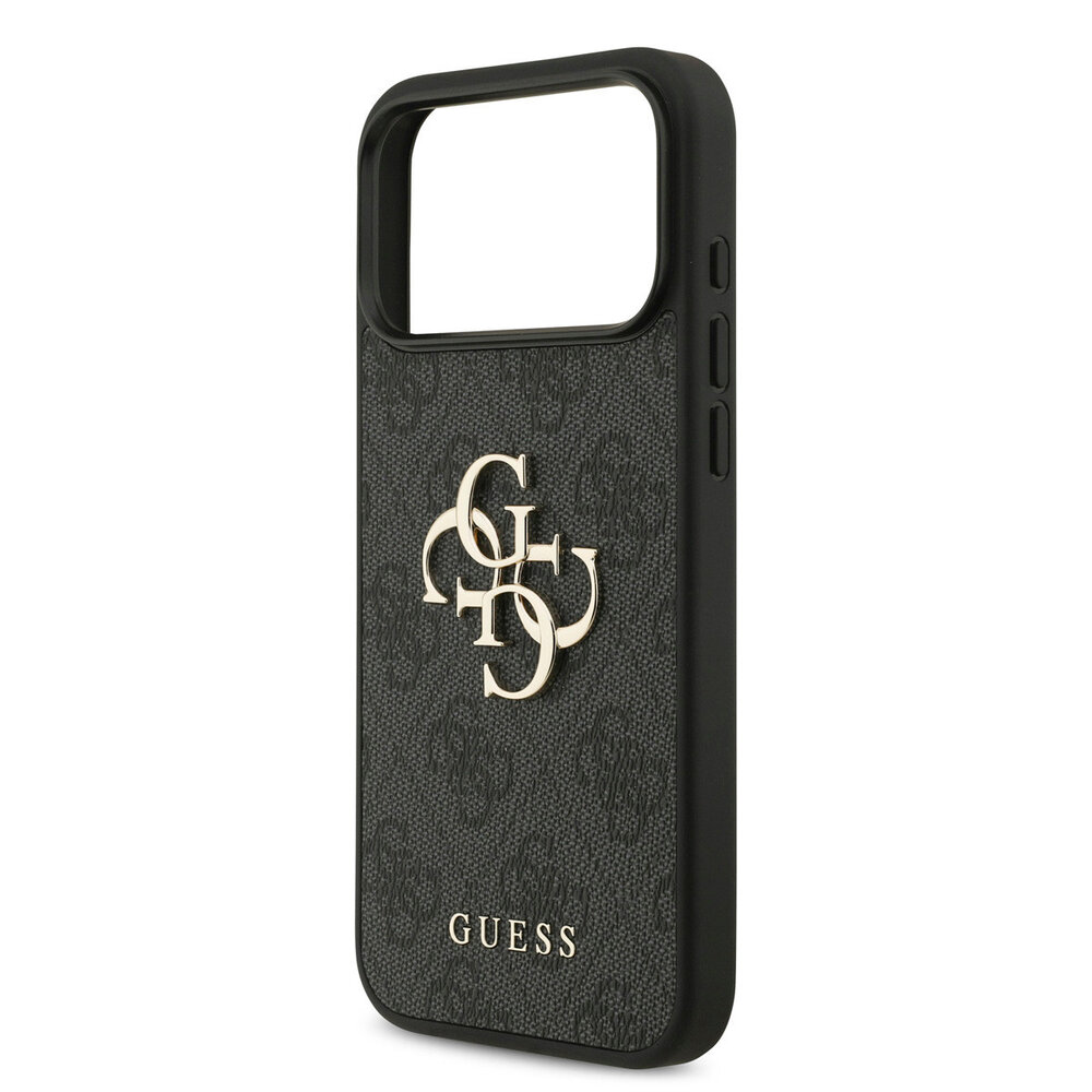 Guess Guess iPhone 17 Pro Max Back cover case - 4G With Pearl Strap - Big Metal Logo - Black