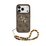 Guess Guess iPhone 17 Pro Back-Cover hul - 4G With Pearl Strap - Big Metal Logo - Braun