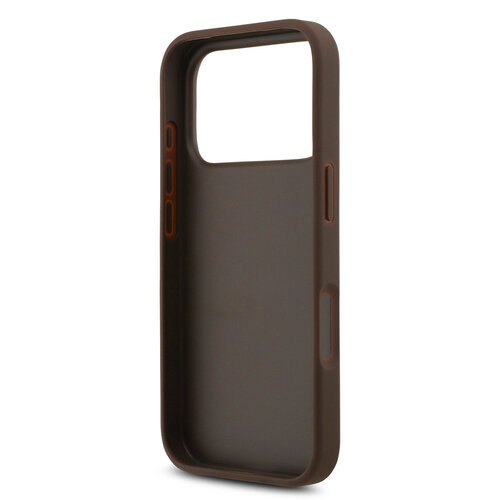 Guess Guess iPhone 17 Pro/iPhone 18 Pro Coque arrière 4G dragonne perlée Grand logo métallique - Marron