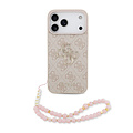 Guess Guess iPhone 17 Pro Max/iPhone 18 Pro Max Back Cover with 4G Pattern, Large Metal Logo and Pearl Strap - Pink