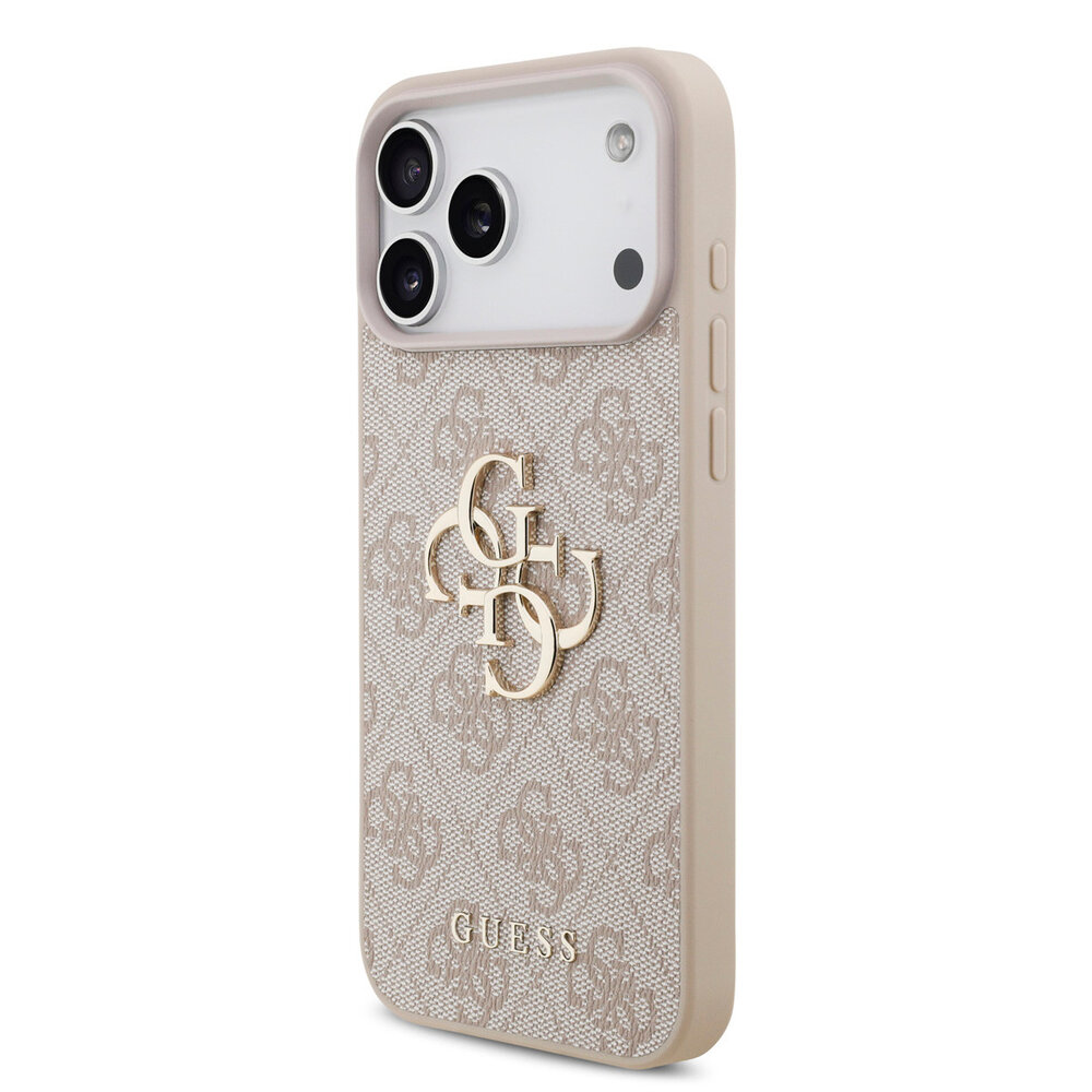 Guess Guess iPhone 17 Pro Max Back-Cover hul - 4G With Pearl Strap - Big Metal Logo - Rosa