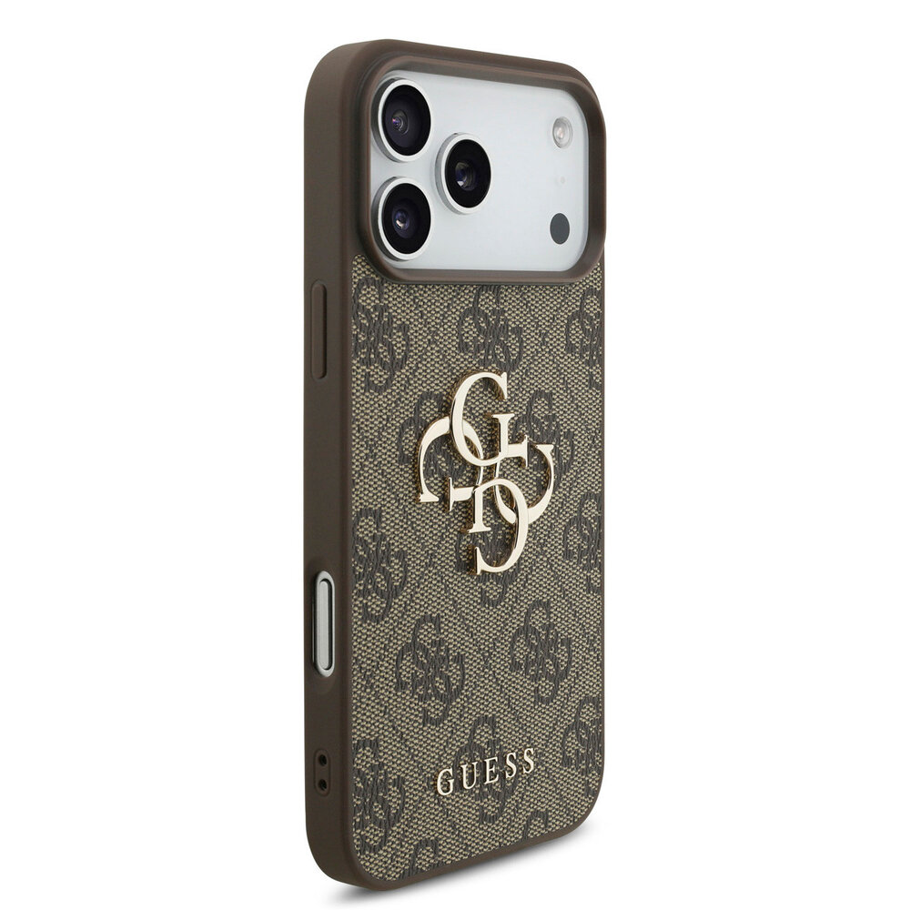 Guess Guess iPhone 17 Pro Max Back cover case - 4G With Pearl Strap - Big Metal Logo - Brown Guess Guess iPhone 17 Pro Max Back cover case - 4G With Pearl Strap - Big Metal Logo - Brown
