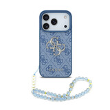 Guess Guess iPhone 17 Pro Back cover case - 4G With Pearl Strap - Big Metal Logo - Blue