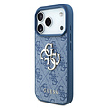 Guess Guess iPhone 17 Pro/iPhone 18 Pro Coque arrière 4G dragonne perlée Grand logo métallique - Bleu