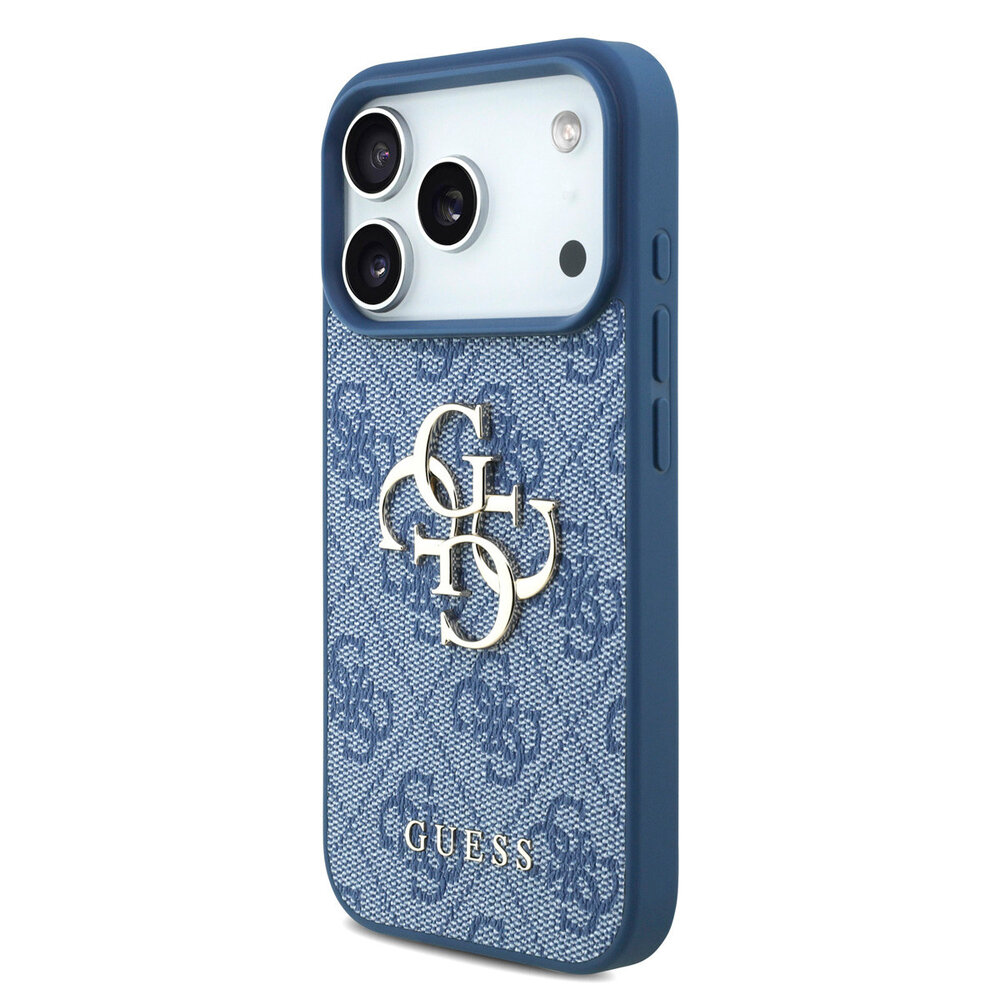 Guess Guess iPhone 17 Pro Back cover case - 4G With Pearl Strap - Big Metal Logo - Blue