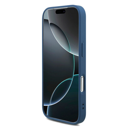 Guess Guess iPhone 17 Pro/iPhone 18 Pro Coque arrière 4G dragonne perlée Grand logo métallique - Bleu