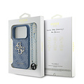 Guess Guess iPhone 17 Pro/iPhone 18 Pro Coque arrière 4G dragonne perlée Grand logo métallique - Bleu