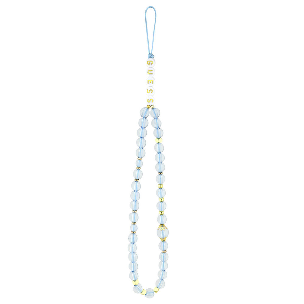 Guess Guess iPhone 17 Pro Max Back-Cover hul - 4G With Pearl Strap - Big Metal Logo - Blau Guess Guess iPhone 17 Pro Max Back-Cover hul - 4G With Pearl Strap - Big Metal Logo - Blau