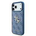 Guess Guess iPhone 17 Pro Max/iPhone 18 Pro Max Coque arrière 4G dragonne perlée Grand logo métallique - Bleu clair