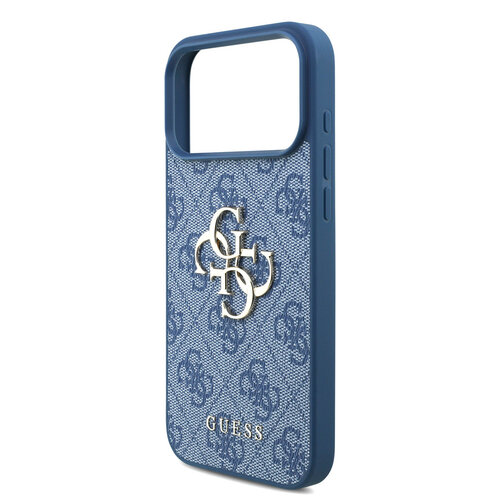 Guess Guess iPhone 17 Pro Max/iPhone 18 Pro Max Back Cover with 4G Pattern, Large Metal Logo and Pearl Strap - Light Blue
