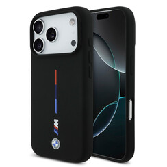 BMW iPhone 17 Pro Backcover hoesje - MagSafe - Liquid Silicone - Printed Tricolor - Zwart