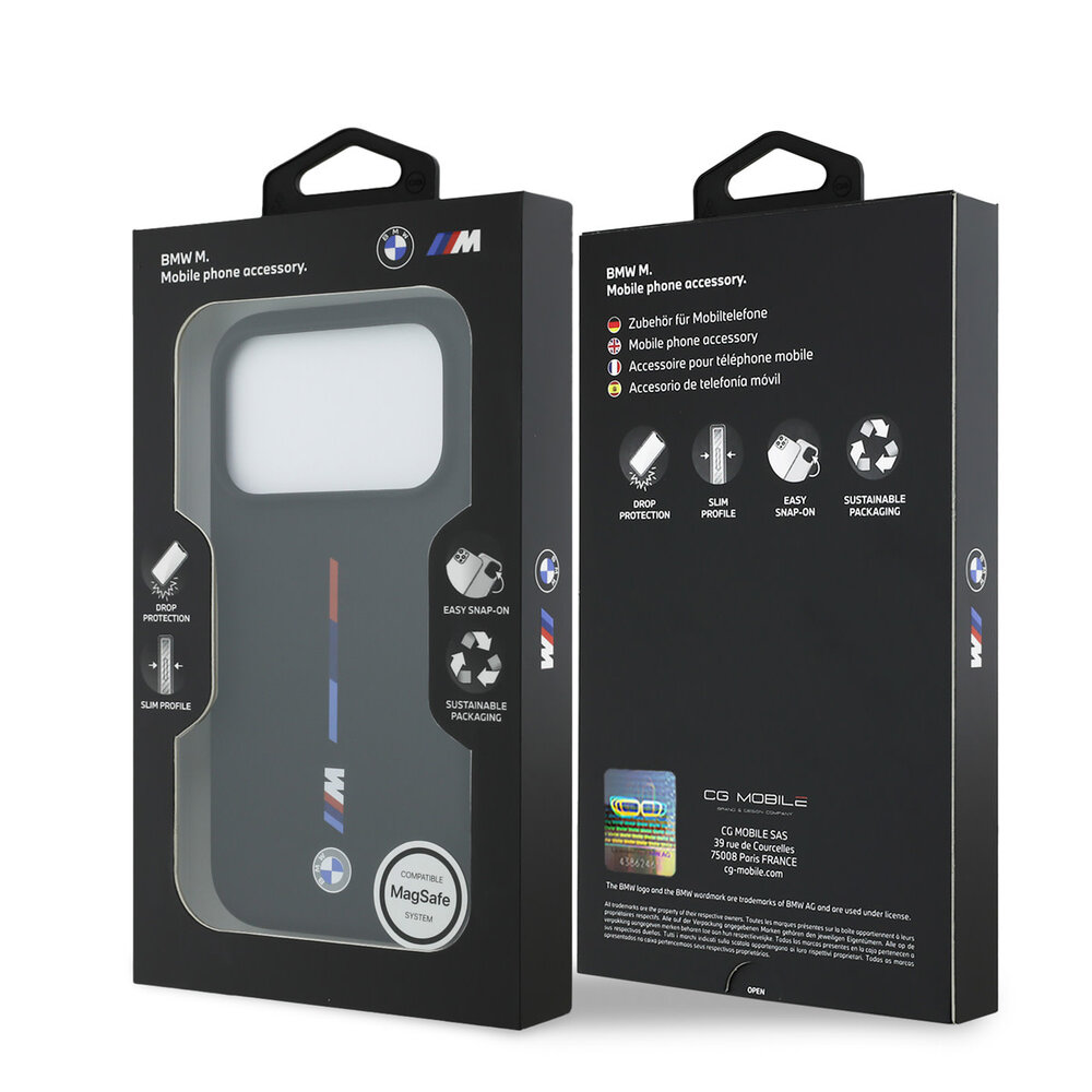 BMW BMW iPhone 17 Pro Back cover coque - Noir - MagSafe - Liquid Silicone - Printed Tricolor BMW BMW iPhone 17 Pro Back cover coque - Noir - MagSafe - Liquid Silicone - Printed Tricolor