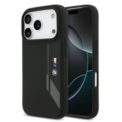 BMW iPhone 17 Pro/iPhone 18 Pro Handyhülle MagSafe Flüssigsilikon Vertikales Logo - Schwarz