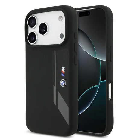 BMW BMW iPhone 17 Pro Backcover hoesje - MagSafe - Liquid Silicone - Vertical Logo - Zwart BMW BMW iPhone 17 Pro Backcover hoesje - MagSafe - Liquid Silicone - Vertical Logo - Zwart
