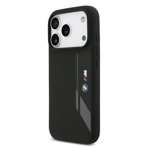 BMW BMW iPhone 17 Pro/iPhone 18 Pro Coque arrière MagSafe Silicone liquide Logo vertical - Noir