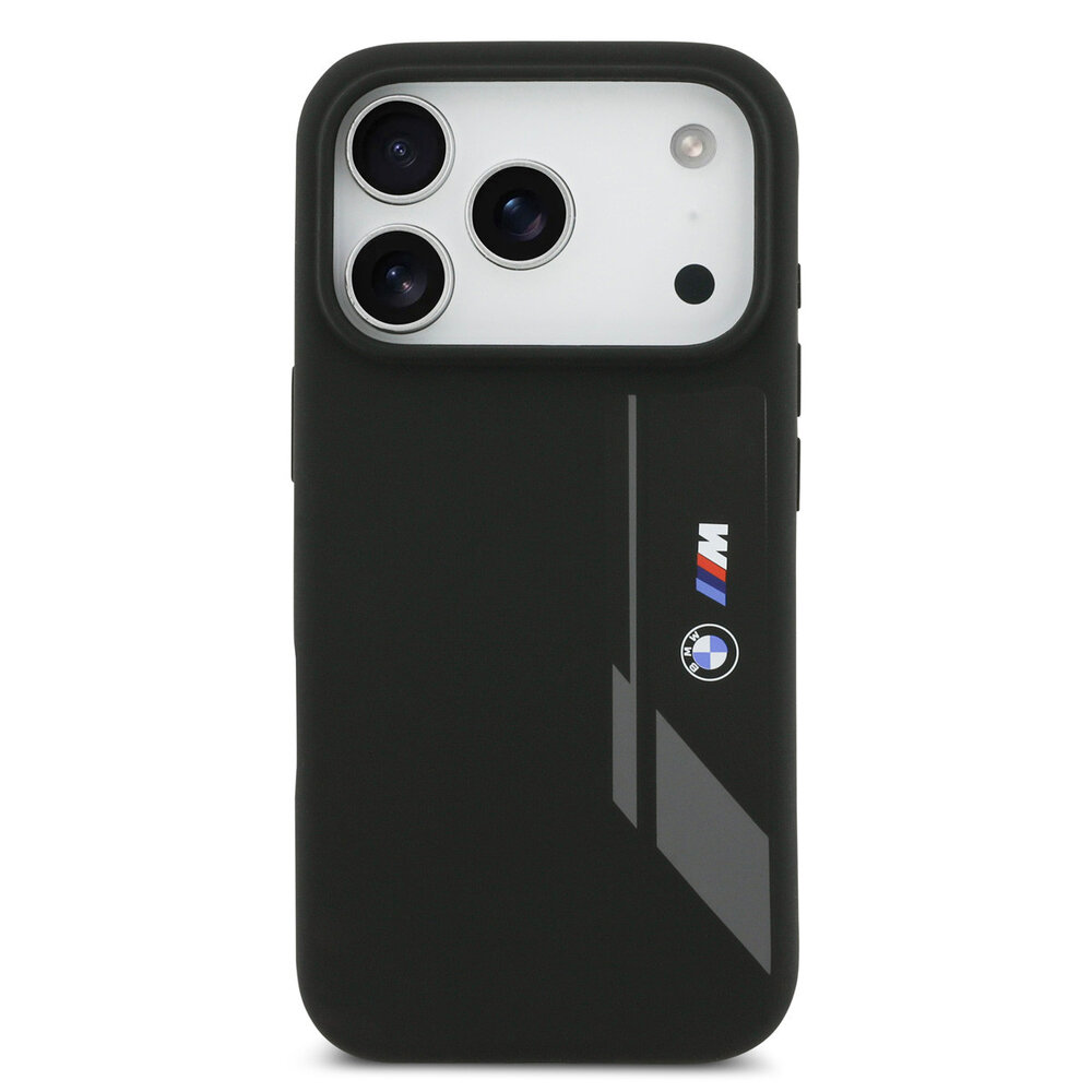 BMW BMW iPhone 17 Pro Back cover coque - Noir - MagSafe - Liquid Silicone - Vertical Logo