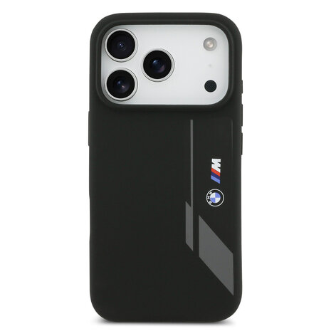 BMW BMW iPhone 17 Pro Back cover coque - Noir - MagSafe - Liquid Silicone - Vertical Logo