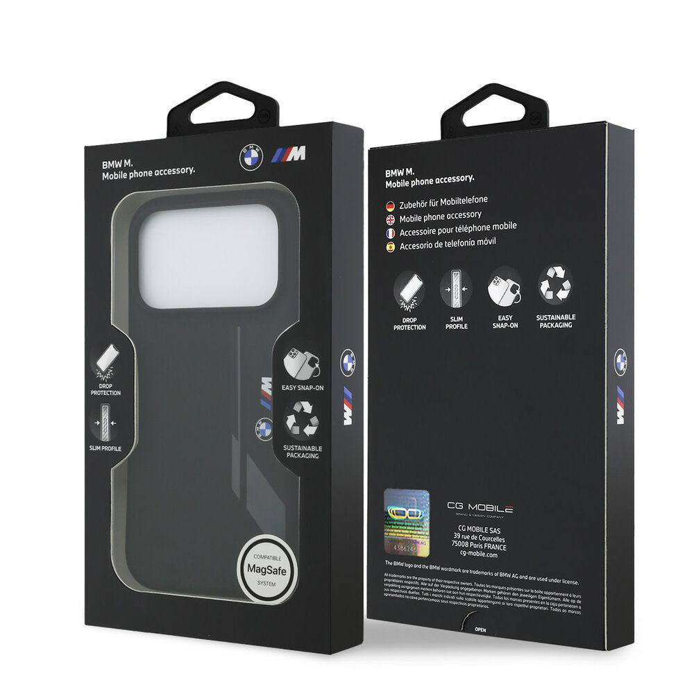 BMW BMW iPhone 17 Pro Back-Cover hul - MagSafe - Liquid Silicone - Vertical Logo - Schwarz BMW BMW iPhone 17 Pro Back-Cover hul - MagSafe - Liquid Silicone - Vertical Logo - Schwarz