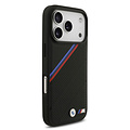 BMW BMW iPhone 17 Pro/iPhone 18 Pro Handyhülle MagSafe PU-Kunstleder schräge Trikolore-Streifen Metalllogos - Schwarz