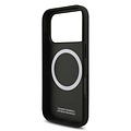 BMW BMW iPhone 17 Pro/iPhone 18 Pro Coque arrière MagSafe Similicuir PU bandes tricolores obliques logos métalliques - Noir