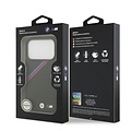 BMW BMW iPhone 17 Pro/iPhone 18 Pro Handyhülle MagSafe PU-Kunstleder schräge Trikolore-Streifen Metalllogos - Schwarz