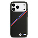 BMW BMW iPhone 17 Pro Max Back-Cover hul - MagSafe - PU Leather Case With Tricolor Slanted Stripes & Metal Logos - Schwarz