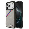 BMW BMW iPhone 17 Pro/iPhone 18 Pro Coque arrière MagSafe Similicuir PU bandes tricolores obliques logos métalliques - Beige
