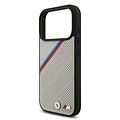BMW BMW iPhone 17 Pro/iPhone 18 Pro Coque arrière MagSafe Similicuir PU bandes tricolores obliques logos métalliques - Beige