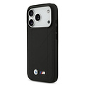 BMW BMW iPhone 17 Pro/iPhone 18 Pro Handyhülle MagSafe Gestepptes Leder Metalllogo - Schwarz