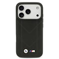 BMW BMW iPhone 17 Pro/iPhone 18 Pro Coque arrière MagSafe Cuir matelassé logo métallique - Noir