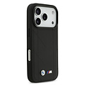 BMW BMW iPhone 17 Pro/iPhone 18 Pro Coque arrière MagSafe Cuir matelassé logo métallique - Noir