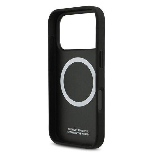 BMW BMW iPhone 17 Pro/iPhone 18 Pro Coque arrière MagSafe Cuir matelassé logo métallique - Noir