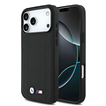 BMW BMW iPhone 17 Pro Max/iPhone 18 Pro Max Handyhülle MagSafe Gestepptes Leder Metalllogo - Schwarz