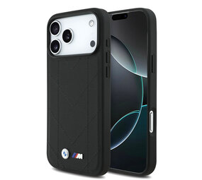 BMW BMW iPhone 17 Pro Max Back cover case - MagSafe - Quilted Leather Case With Metal Logo - Black