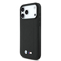 BMW BMW iPhone 17 Pro Max/iPhone 18 Pro Max Handyhülle MagSafe Gestepptes Leder Metalllogo - Schwarz