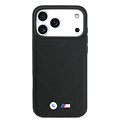 BMW BMW iPhone 17 Pro Max/iPhone 18 Pro Max Handyhülle MagSafe Gestepptes Leder Metalllogo - Schwarz