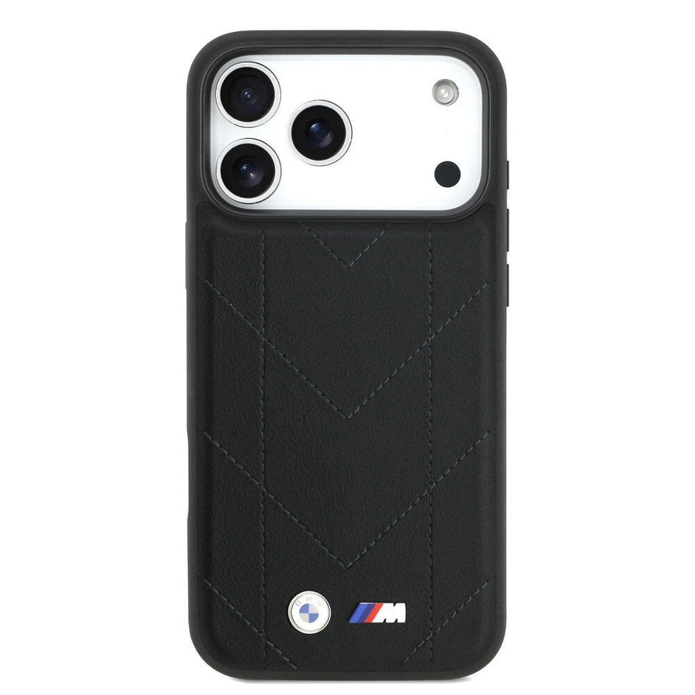 BMW BMW iPhone 17 Pro Max Back cover coque - Noir - MagSafe - Quilted Leather Case With Metal Logo