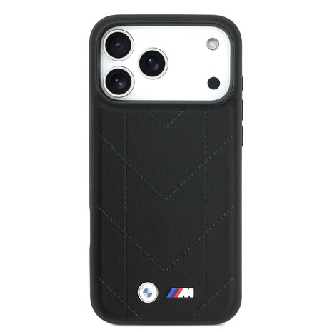 BMW BMW iPhone 17 Pro Max Back cover case - MagSafe - Quilted Leather Case With Metal Logo - Black