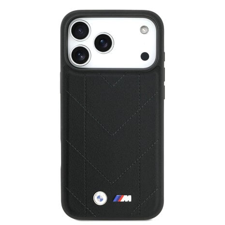 BMW BMW iPhone 17 Pro Max Back cover coque - Noir - MagSafe - Quilted Leather Case With Metal Logo