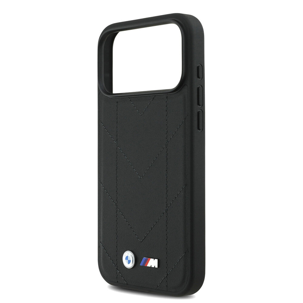 BMW BMW iPhone 17 Pro Max Backcover hoesje - MagSafe - Quilted Leather Case With Metal Logo - Zwart