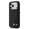 BMW BMW iPhone 17 Pro/iPhone 18 Pro Coque arrière MagSafe carbone surpiqûre rouge - Noir