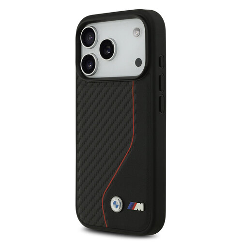 BMW BMW iPhone 17 Pro/iPhone 18 Pro Handyhülle MagSafe Carbon rote Ziernaht - Schwarz