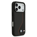 BMW BMW iPhone 17 Pro/iPhone 18 Pro Coque arrière MagSafe carbone surpiqûre rouge - Noir