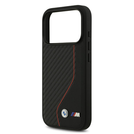 BMW BMW iPhone 17 Pro Back cover case - MagSafe Carbon Case With Red Line Stitch - Black BMW BMW iPhone 17 Pro Back cover case - MagSafe Carbon Case With Red Line Stitch - Black