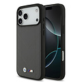 BMW BMW iPhone 17 Pro Max/iPhone 18 Pro Max Coque arrière MagSafe Cuir matelassé logo métallique - Gris