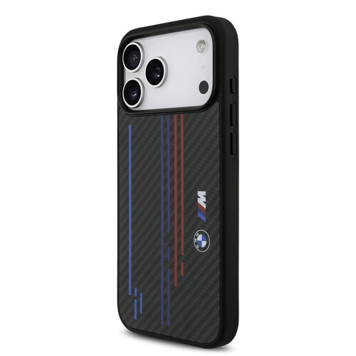 BMW BMW iPhone 17 Pro Max/iPhone 18 Pro Max Handyhülle MagSafe Kevlar Trikolore-Aufdruck Metalllogos - Schwarz