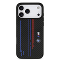 BMW BMW iPhone 17 Pro Max/iPhone 18 Pro Max Coque arrière MagSafe Kevlar imprimé tricolore logos métalliques - Noir