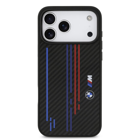 BMW BMW iPhone 17 Pro Max Back cover case - MagSafe Kevlar Case With Printed Tricolor & Metal Logos - Black