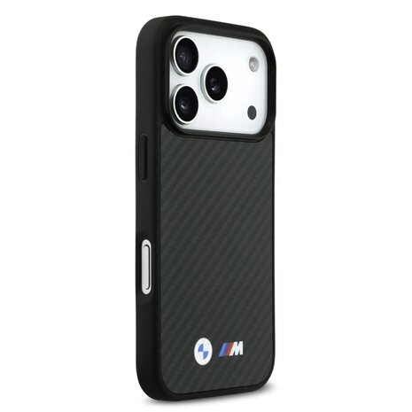 BMW BMW iPhone 17 Pro Max Back cover case - MagSafe Kevlar Case With Metal Logos - Black