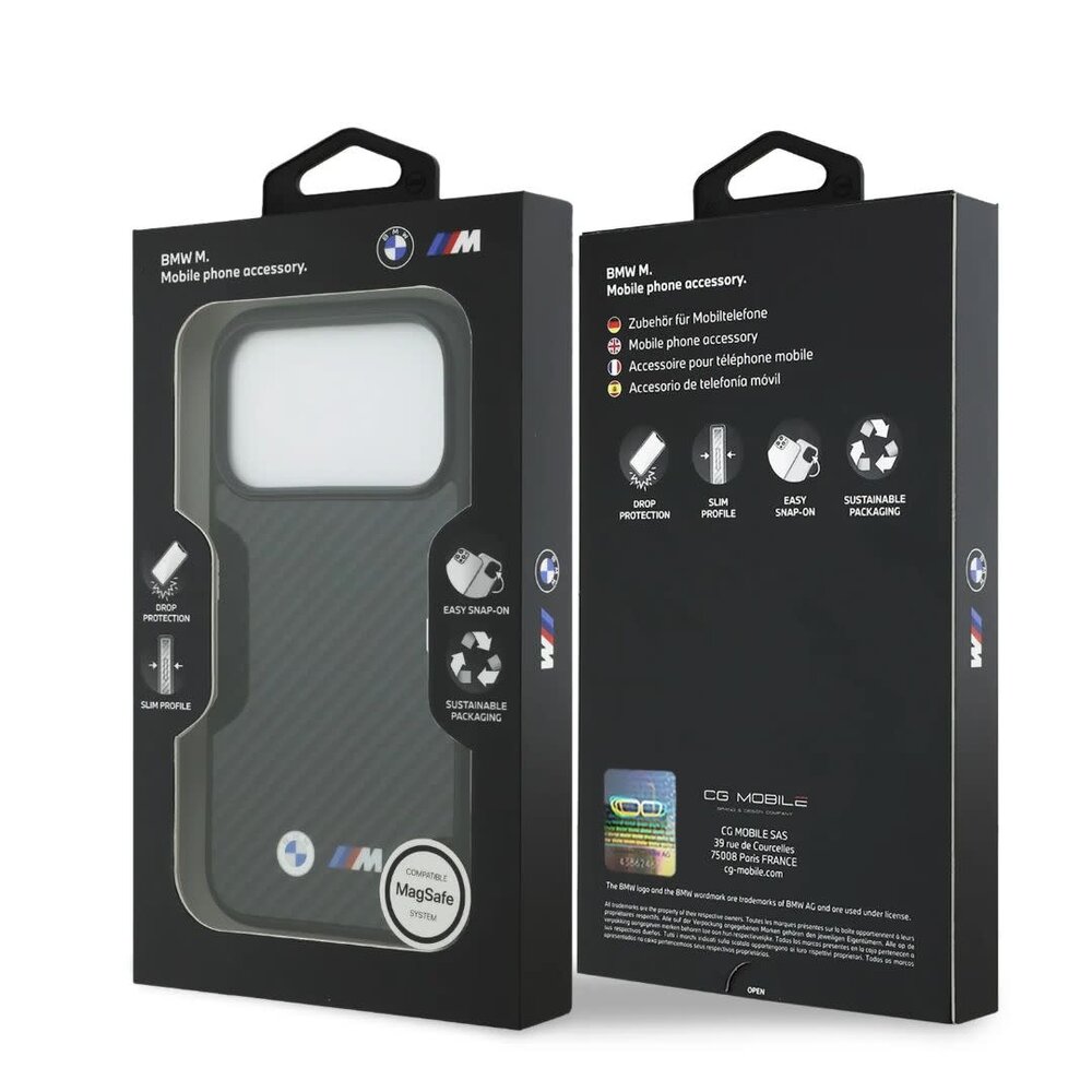 BMW BMW iPhone 17 Pro Max Backcover hoesje - MagSafe Kevlar Case With Metal Logos - Zwart